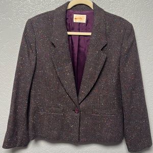 VTG Pendleton Women’s Blazer Virgin Wool Sz 16 USA  Made Purple Houndstooth EUC